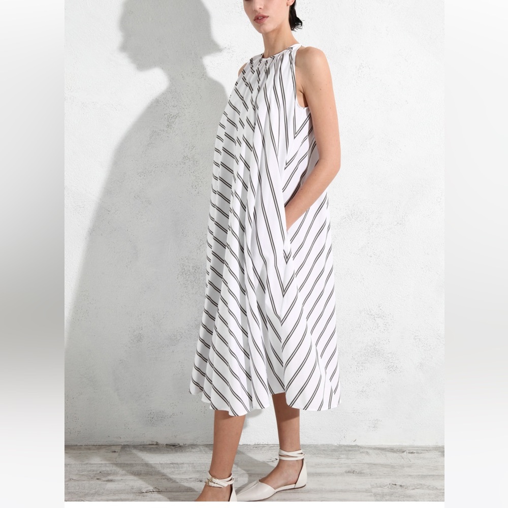 SOLD! $895 Retail MAXMARA label-cut Vischio Bias-Stripe Dress Size: IT42 US6/8 - Picture 12 of 16